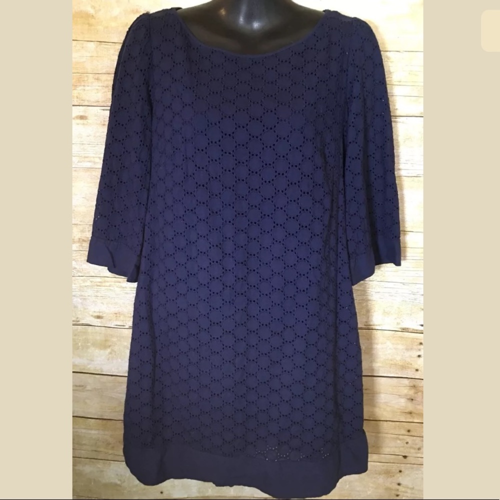 Laundry by Design Eyelet Shift Dress Sz 6 Blue